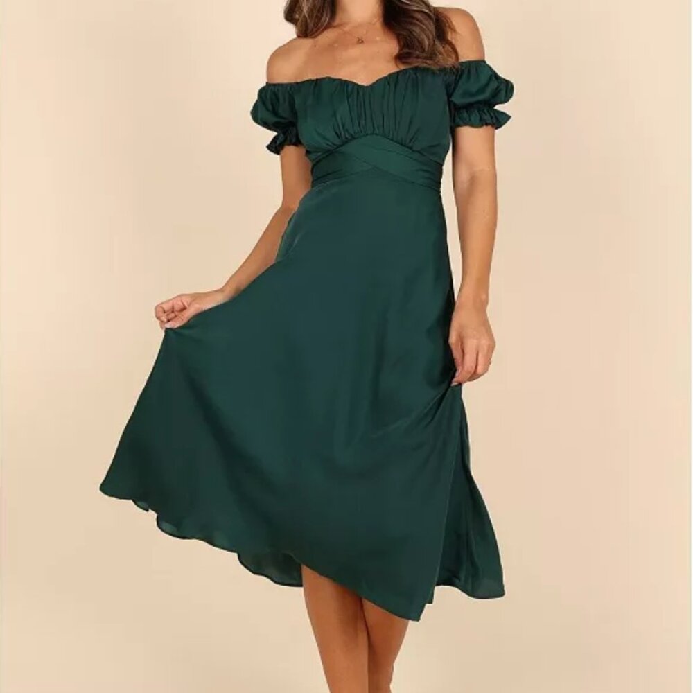 NWT - Petal and Pup Women's Sweetheart Frill Midi Dress Hunter Green - Medium